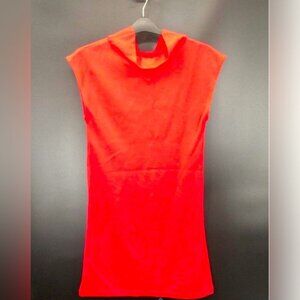 Zara red funnel neck cap sleeve mini  dress.